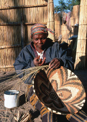 Vintage African Hand Woven Flat Basket