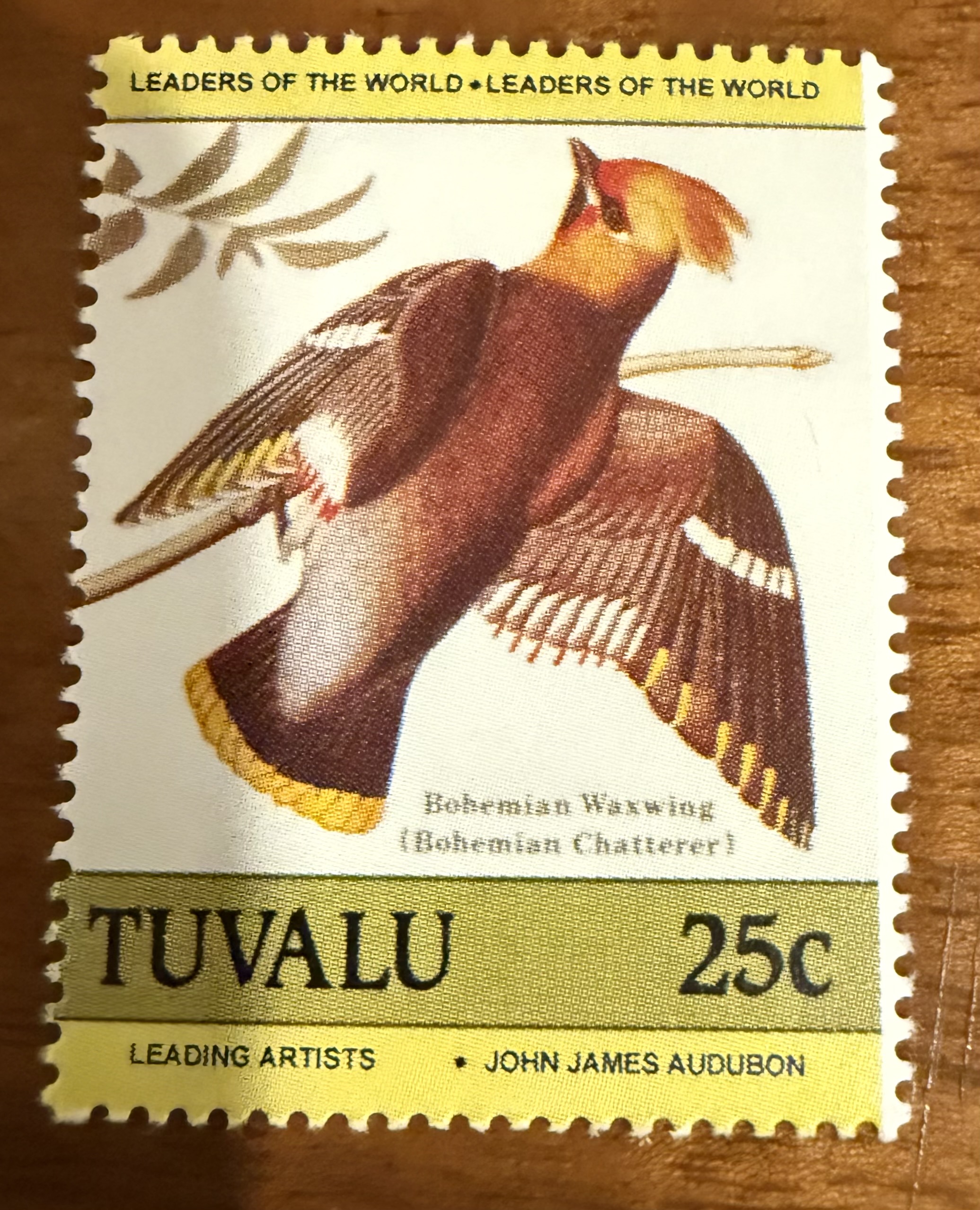 Bohemian Waxwing, Tuvalu, 1986